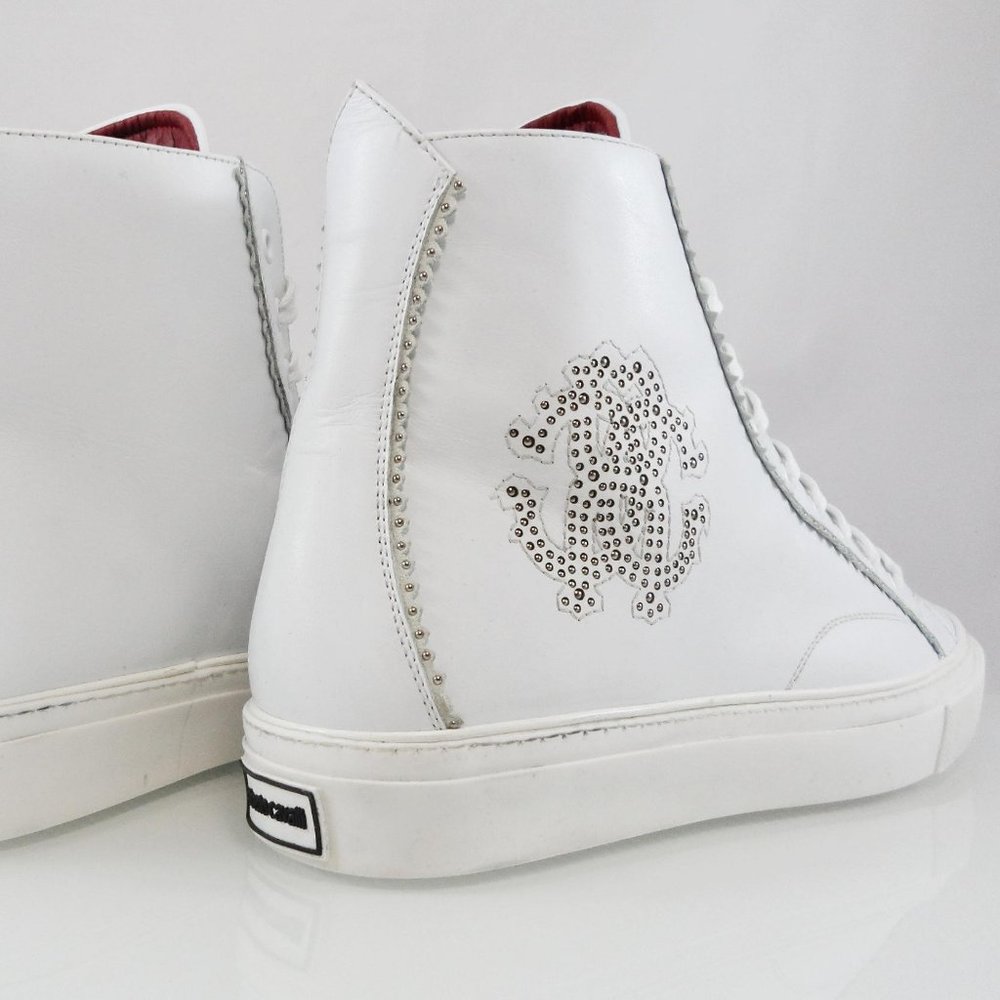 🎁FATHERS DAY NEW $579 ROBERTO CAVALLI HI-TOP EMBELLISHED RC LOGO SNEAKERS 45 - Picture 9 of 12